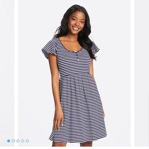 Draper James Flutter Sleeve Stripe Henley Dress